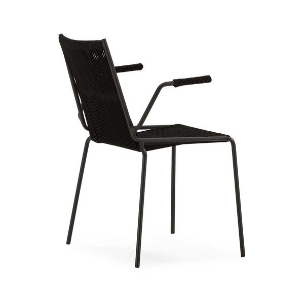 Czarne metalowe krzesła zestaw z podłokietnikami/sztaplowane 2 szt. Emily – Marckeric-image-4