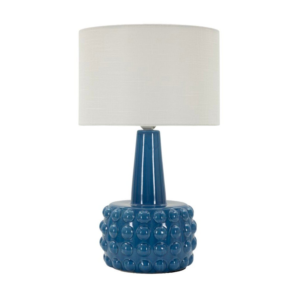 Biała/niebieska lampa stołowa ceramiczna z tekstylnym kloszem (wysokość 51,5 cm) Gress – Mauro Ferretti