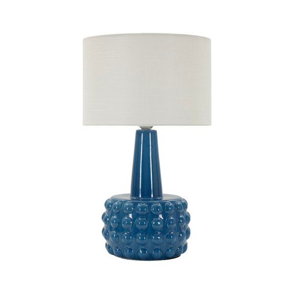 Biała/niebieska lampa stołowa ceramiczna z tekstylnym kloszem (wysokość 51,5 cm) Gress – Mauro Ferretti