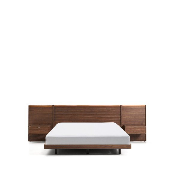 Brązowe łóżko dwuosobowe z litego drewna brzozowego ze stelażem 160x200 cm Norlen – Kave Home-image-3