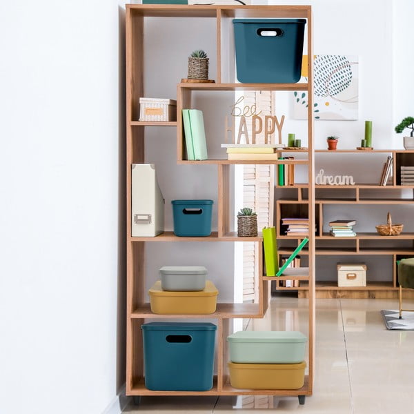 Szary plastikowy pojemnik z pokrywką 35,5x25,5x8 cm – Homéa-image-1