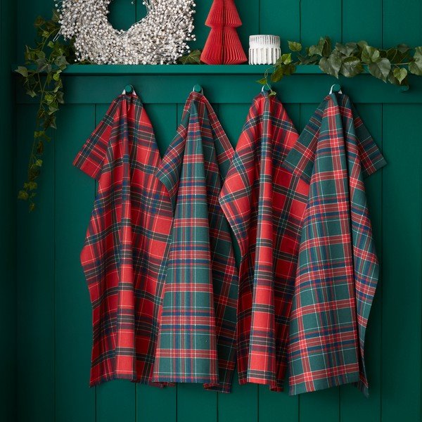 Bawełniane ścierki zestaw 4 szt. ze świątecznym motywem 70x50 cm Christmas Tartan Check – Catherine Lansfield-image-1