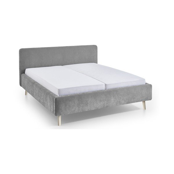 Szare tapicerowane łóżko dwuosobowe ze stelażem 180x200 cm Mattis – Meise Möbel