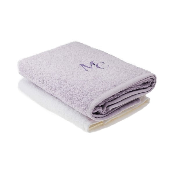 Zestaw białego i fioletowego ręcznika Sally
