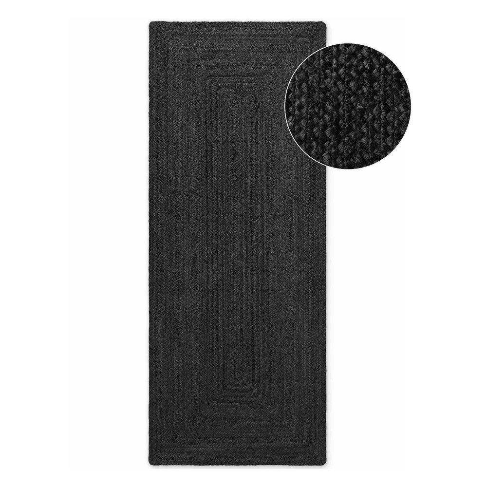 Czarny chodnik z juty dwustronny/tkany ręcznie 80x200 cm Juno – Hanse Home
