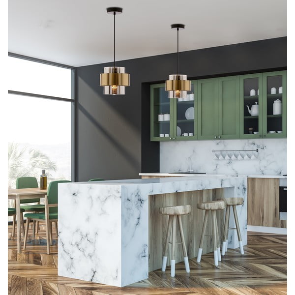 Czarna lampa wisząca ze szklanym kloszem ø 18 cm Spiega – Candellux Lighting-image-1