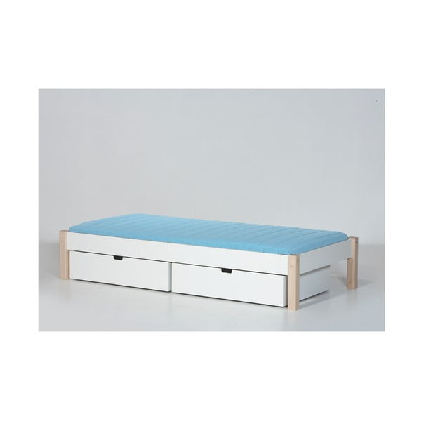 Komplet 2 białych szuflad pod łóżko Manis-h, 90x160 cm