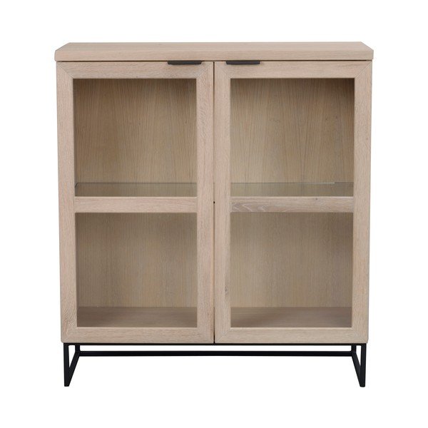 Naturalna witryna z litego drewna dębowego 95x105 cm Everett – Rowico-image-1