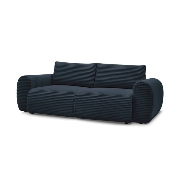 Ciemnoniebieska sztruksowa rozkładana sofa 257 cm Lucien – Bobochic Paris-image-3