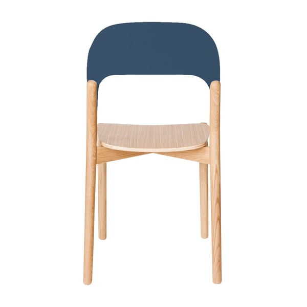 Krzesło z drewna dębowego z szaroniebieskim oparciem HARTÔ Paula