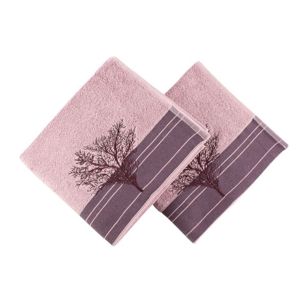 Zestaw 2 burgundowych ręczników Infinity, 50x90 cm