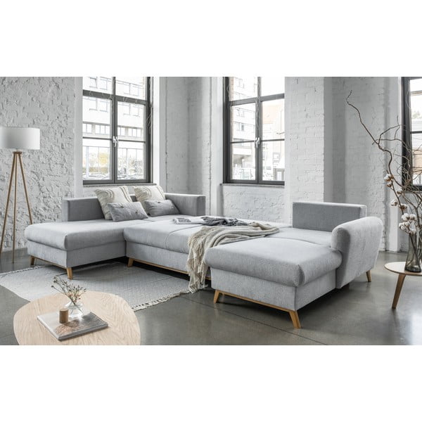 Jasnoszara rozkładana sofa w kształcie litery "U" Miuform Scandic Lagom, lewostronna-image-4