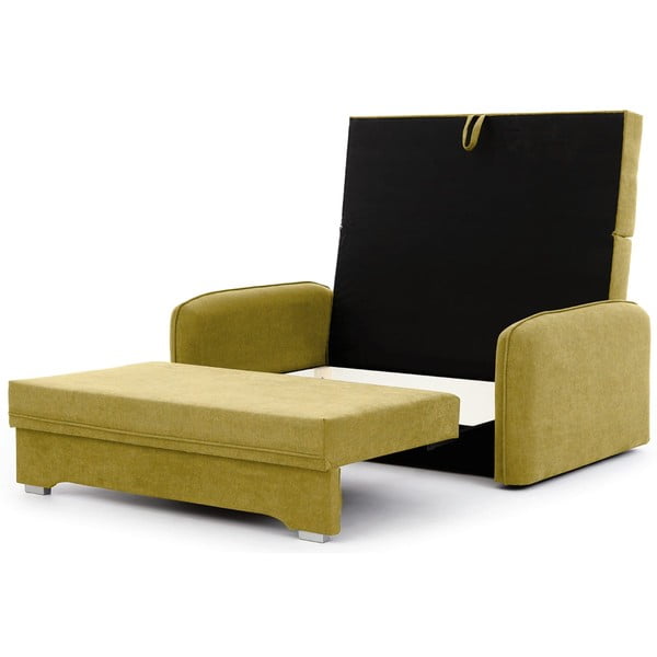 Żółta rozkładana/ze schowkiem sofa z tkaniny szenilowej 155 cm Laine – ELTAP-image-2