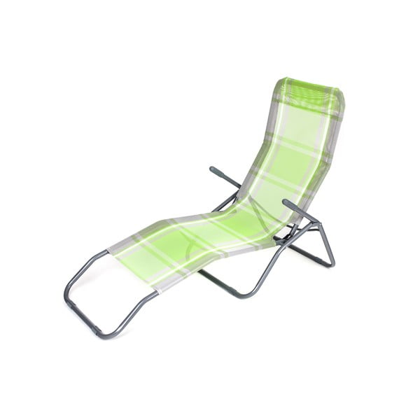 Zielony metalowy składany leżak ogrodowy – Happy Green