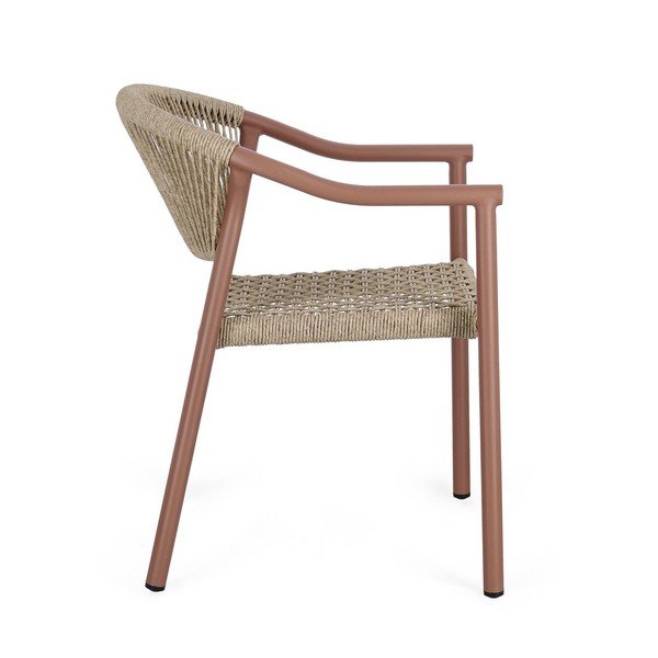 Czerwono-naturalne metalowe krzesło ogrodowe Canarias – Bizzotto-image-3