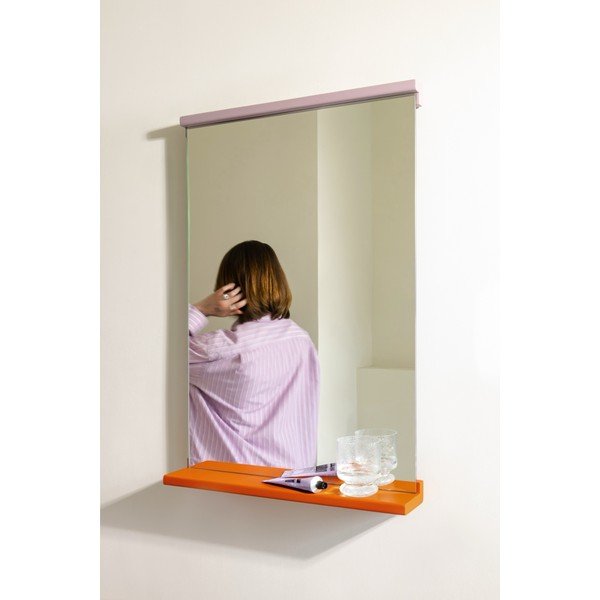 Lustro z półką z drewnianą ramą ścienne 50x75 cm Lun – noo.ma-image-1