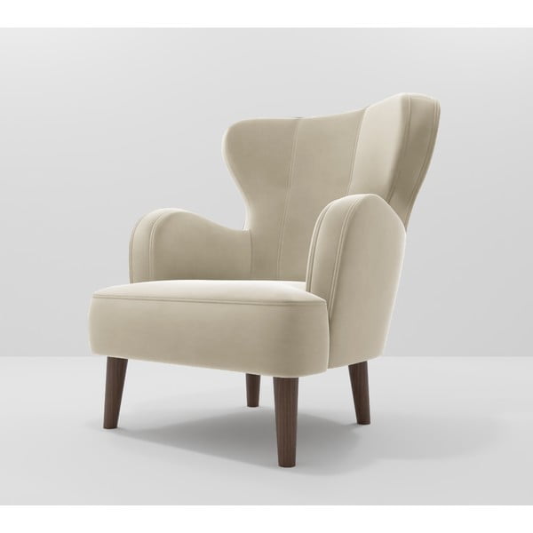 Beżowy aksamitny fotel Lento – Ropez
