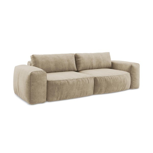 Jasnobrązowa rozkładana sofa z tkaniny szenilowej 275 cm Kuki – Makamii-image-2