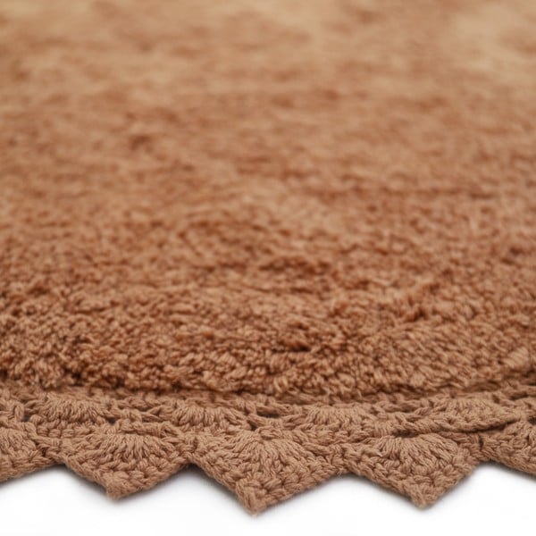 Ceglasty bawełniany okrągły dywan tkany ręcznie odpowiedni do prania ø 110 cm Perla Toffee – Nattiot-image-4