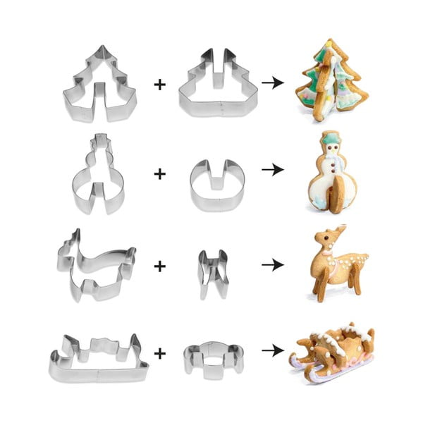Zestaw 4 świątecznych foremek do wykrawania Guardini 3D Cookies-image-1
