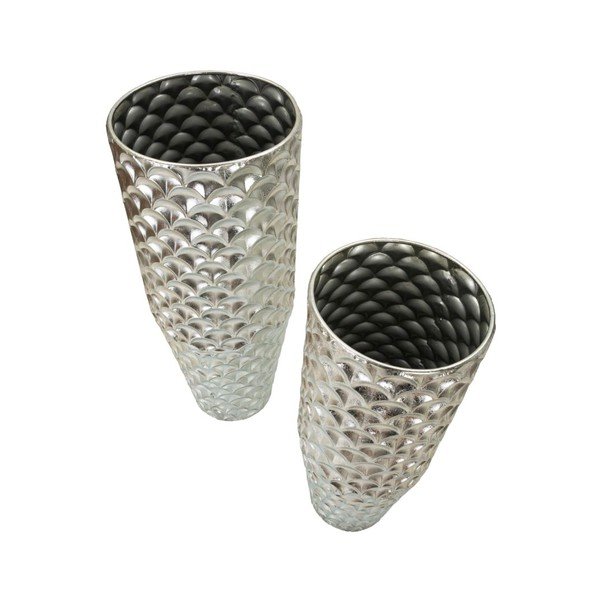 Metalowe wysokie wazony zestaw 2 szt. w kolorze srebra (wysokość 92 cm) Silvy – Mauro Ferretti-image-2