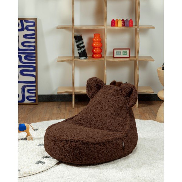 Ciemnobrązowy dziecięcy worek do siedzenia z materiału bouclé Warm Hazel – Wigiwama-image-3