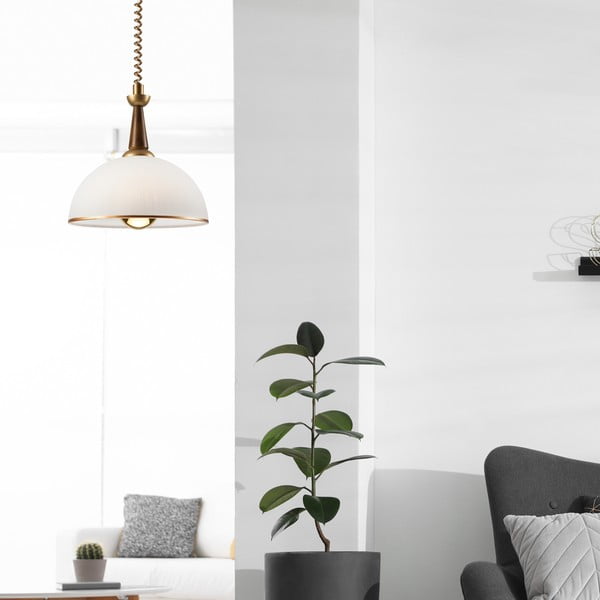 Lampa wisząca w złoto-ciemnobrązowym kolorze ze szklanym kloszem ø 30 cm Ciara – LAMKUR-image-2