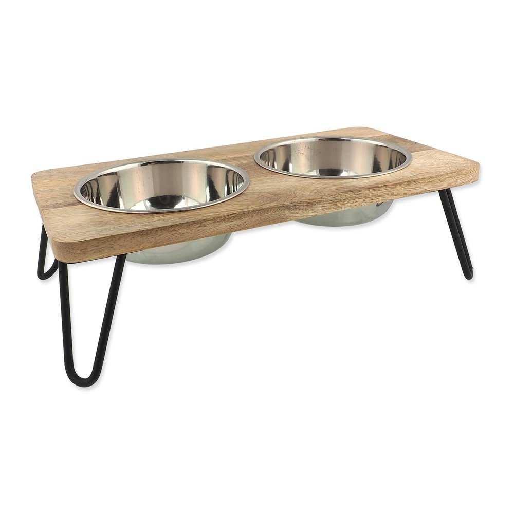 Drewniany zestaw misek ze stojakiem dla psów Dog Fantasy – Plaček Pet Products