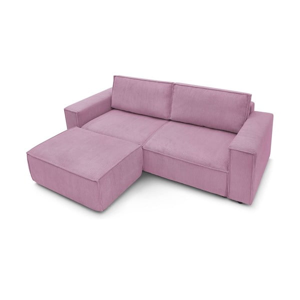 Różowa sztruksowa rozkładana sofa 245 cm Nihad – Bobochic Paris-image-4