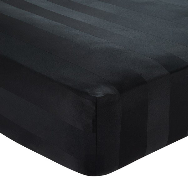 Czarne satynowe prześcieradło z gumką 150x200 cm So Soft Satin Stripe – Catherine Lansfield