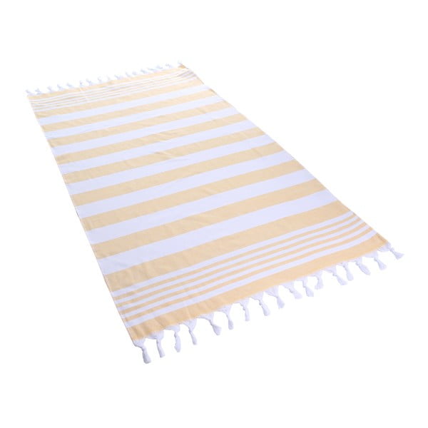 Bawełniany ręcznik kąpielowy DecoKing Yellow Santorin, 90x170 cm