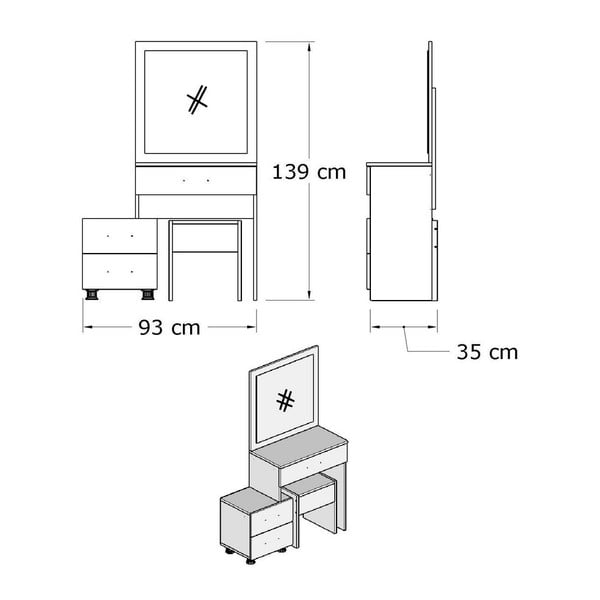 Biała toaletka drewniana Alacati-image-2