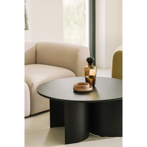 Czarny okrągły stolik z blatem w dekorze jesionu ø 95 cm Gavo – noo.ma-image-3