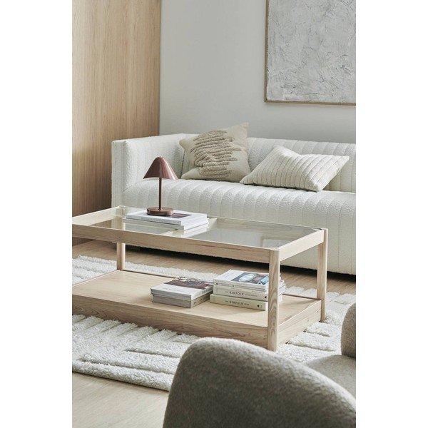 Stolik ze szklanym blatem w naturalnym kolorze 60x120 cm Class – Ellos Home-image-1