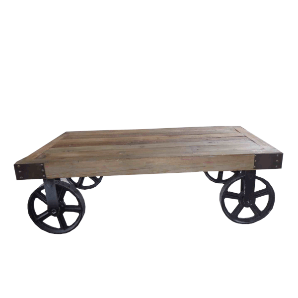 Metalowy stolik na kółkach Salon, 110x50 cm