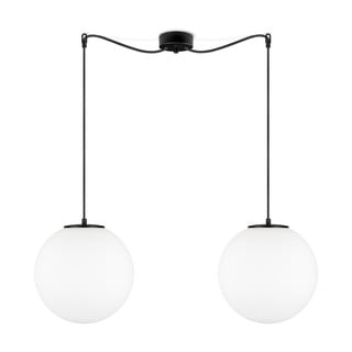 Biała lampa wisząca z 2 abażurami i oprawką w czarnym kolorze Sotto Luce TSUKI L