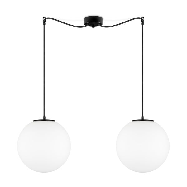 Biała lampa wisząca z 2 abażurami i oprawką w czarnym kolorze Sotto Luce TSUKI L