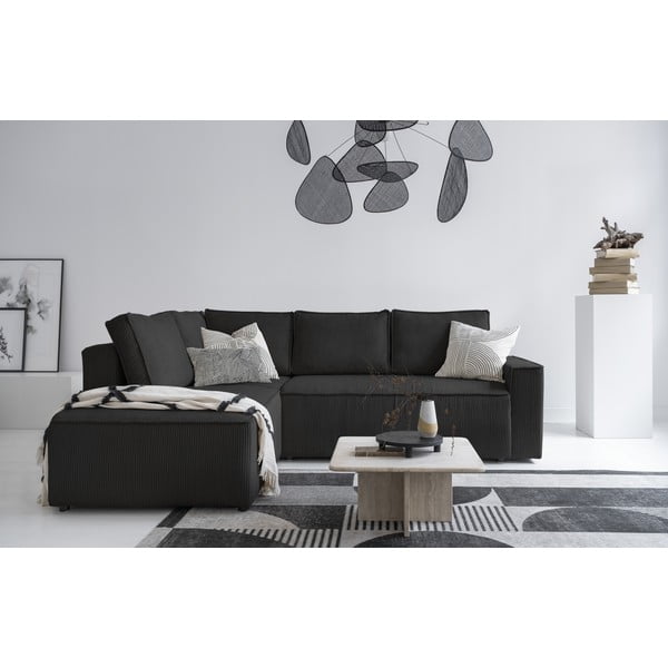 Antracytowy sztruksowy rozkładany narożnik (lewostronny) Brave Dave – Miuform-image-4