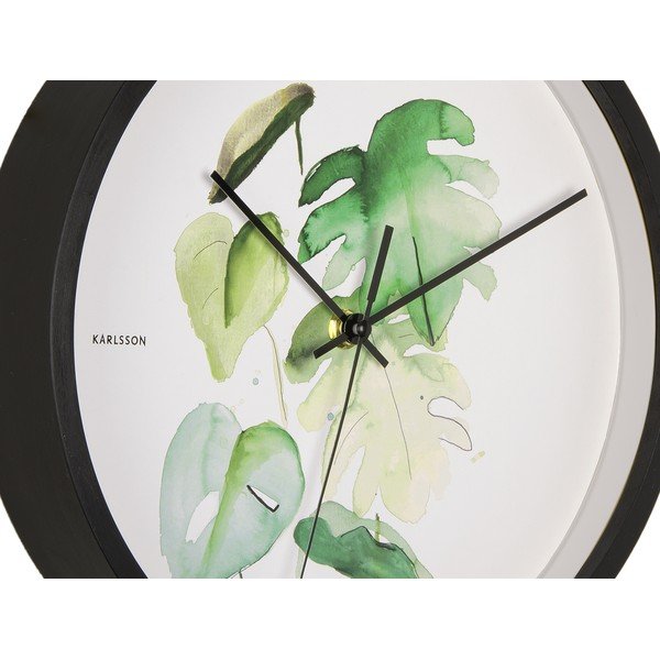 Zielono-biały zegar w czarnej ramie Karlsson Monstera, ø 26 cm-image-4