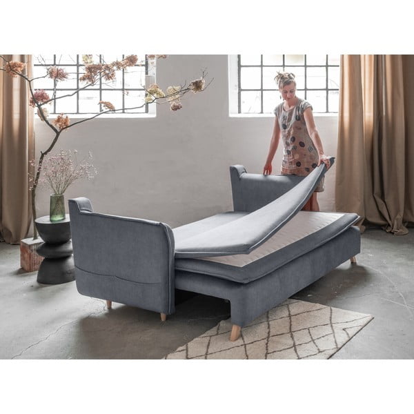 Szara aksamitna rozkładana sofa 225 cm Charming Charlie – Miuform-image-4