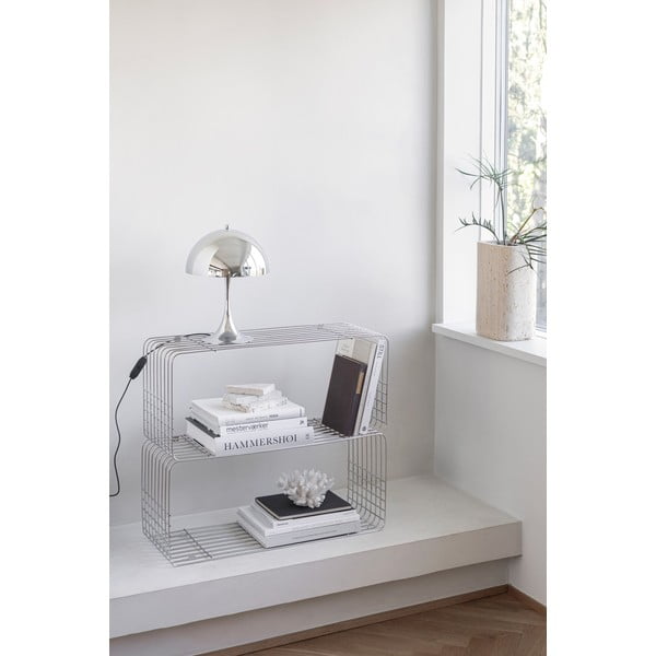 Metalowy regał ścienny w kolorze srebra z połyskiem 70x30 cm Wire – Mette Ditmer Denmark-image-1