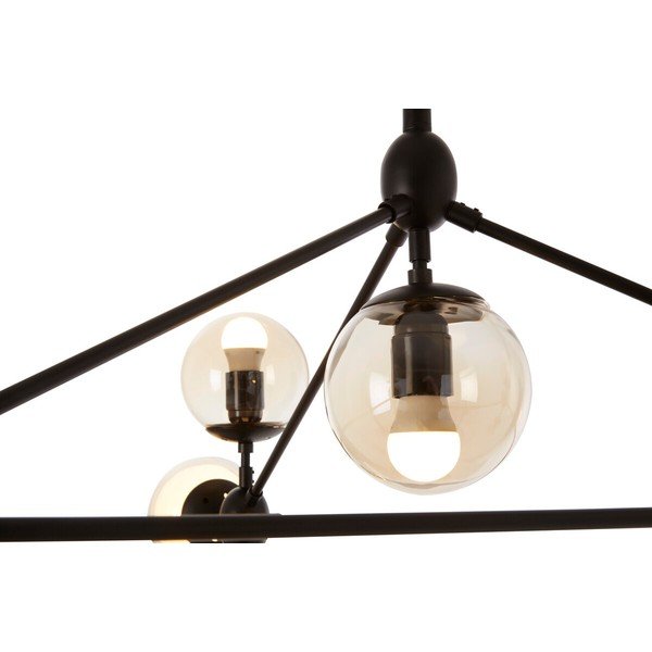 Czarna metalowa lampa wisząca ze szklanym kloszem Abira – Premier Housewares-image-1