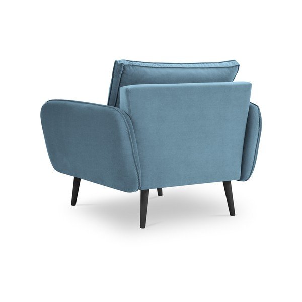 Jasnoniebieski aksamitny fotel z czarnymi nogami Kooko Home Lento-image-2