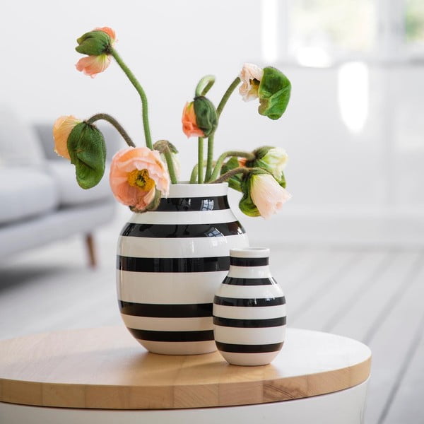 Czarno-biały kamionkowy wazon Kähler Design Omaggio, wys. 12,5 cm-image-1