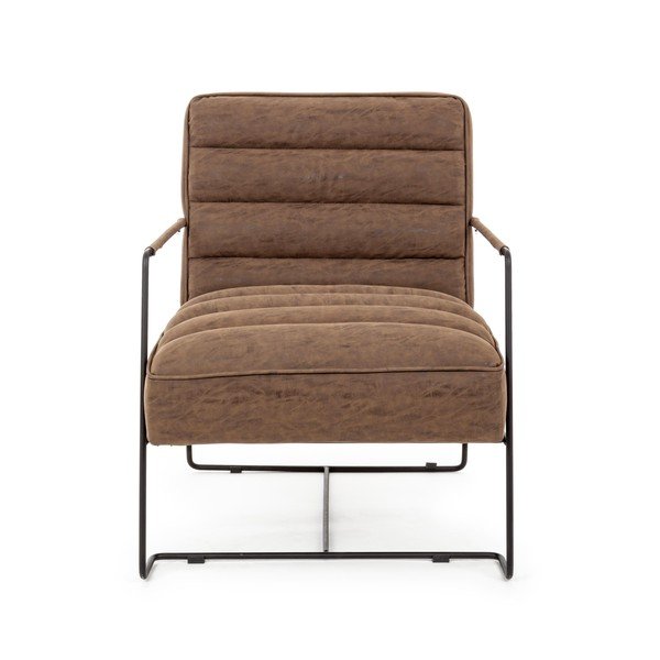 Brązowy fotel z imitacji skóry Brianna – Bizzotto-image-2