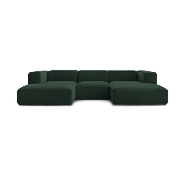 Ciemnozielony narożnik z materiału bouclé (w kształcie litery U) Zephyr – Bobochic Paris