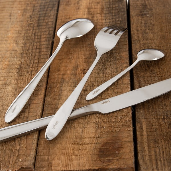 Sztućce 24 szt. ze stali nierdzewnej w kolorze srebra Mirror – Orion-image-3