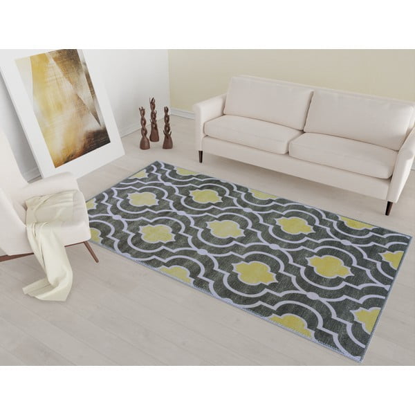 Żółto-szary dywan odpowiedni do prania 80x50 cm – Vitaus-image-1