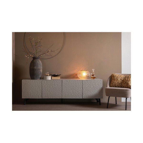 Jasnoszara szafka pod TV z litego drewna mango 185x56x46 cm Carved – WOOOD-image-1