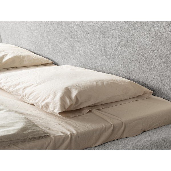 Jasnoszare tapicerowane łóżko dwuosobowe ze stelażem 140x200 cm Makana – Makamii-image-1